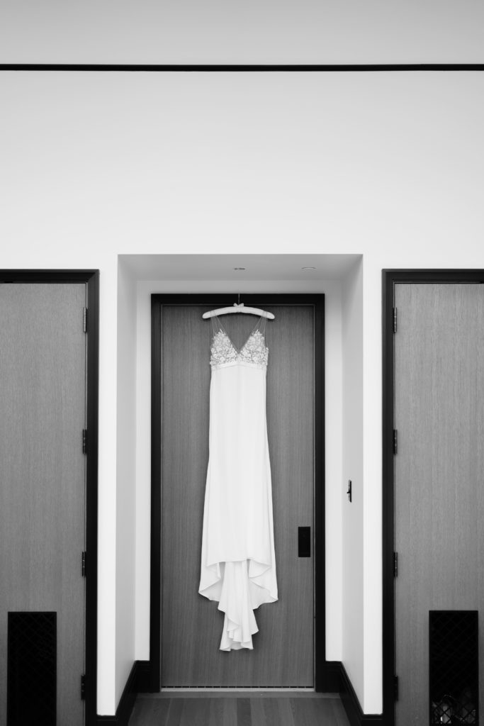 detroit wedding photographer captured the bride's gown before the ceremony